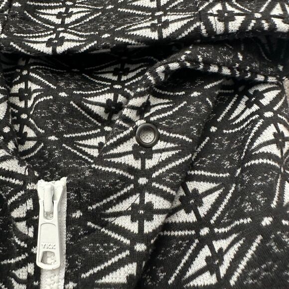 KAVU Sweater Womens Small Black White Geometric Hooded Pockets Full Zip - Picture 5 of 11